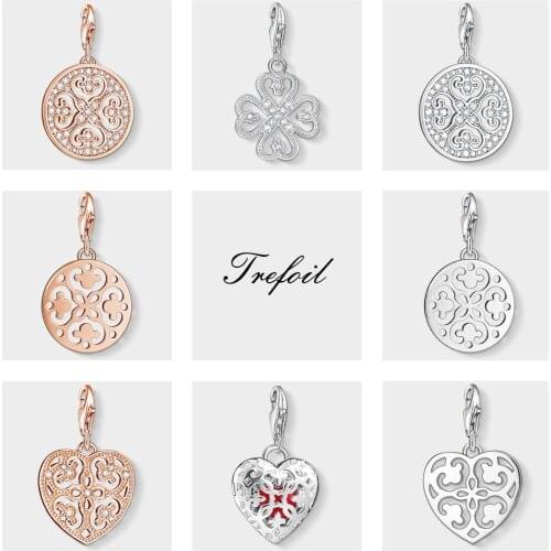 Ornament Heart Charms Pendant,Fashion Jewelry 925 Sterling Silver Sweet Gift For Women Girls Fit Bracelet Necklace Bag 2018 New