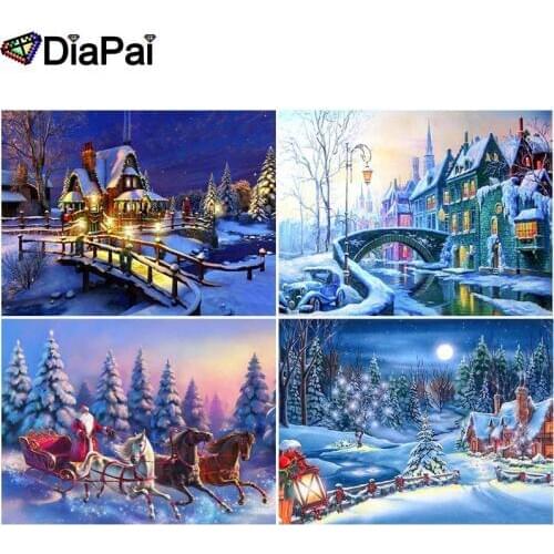 DIAPAI 100% Full Square/Round Drill 5D DIY Diamond Painting "House snow scene" 3D Embroidery Cross Stitch Home Decor