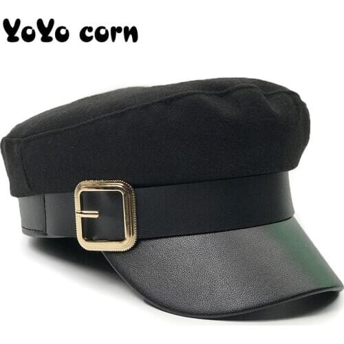 YOYOCORN High Quality Casual Military Cap Man Woman Cotton Beret Flat Hats Captain Cap Trucker Vintage Black Sport Dad Bone Male