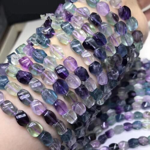 Multicolor fluorite wave faceted 6*9mm for DIY jewelry making 36cm loose beads FPPJ wholesale beads nature gemstone