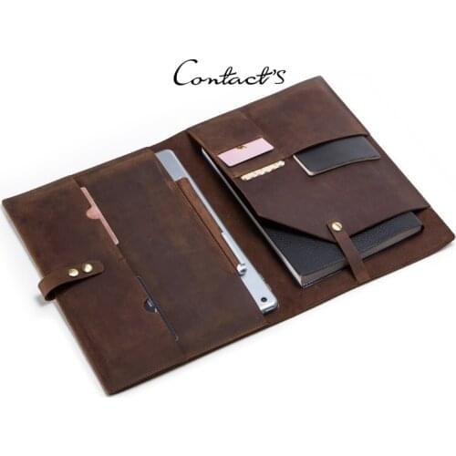 Luxury Cover iPad 9.7 5 6 Air 2 Mini MacBook Carry Pro 9.7 10.5 Tablet Sleeve Pouch Cowhide Genuine Leather Case Notebook Pocket
