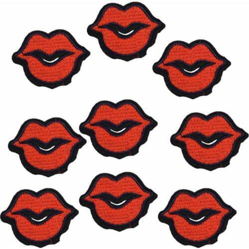 Diy Lips patches for clothing iron embroidered patch applique iron on patches sewing accessories badge stickers for clothes bags