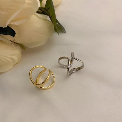 925 Sterling Silver Twist Wavy Rings for Women Men Geometric Gold Silver Adjustable Ring Party Jewelry