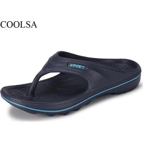 COOLSA Summer New Mens EVA Environmental Flip Flops Mens Home Bathroom Non-slip Slippers Dry Breathable Beach Sports Slides