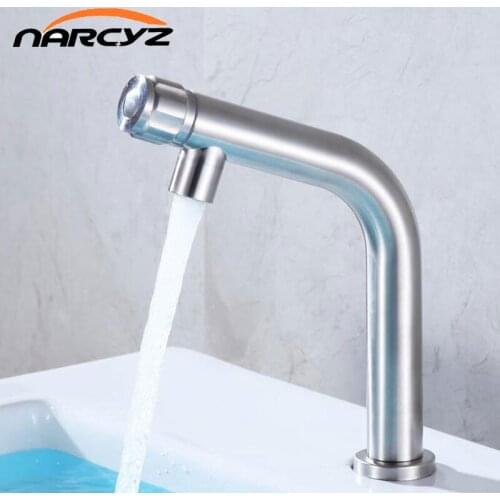 Basin Faucet 304 Stainless Steel New Single Cold Basin Faucet Bathroom Toilet Wash Basin Faucet SUS3678-2