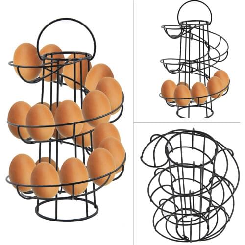 Modern Iron Spiral Egg Holder Restaurant Basket Egg Holder Storage Roller Rack Organizer Dispenser Keeper 24 Eggs