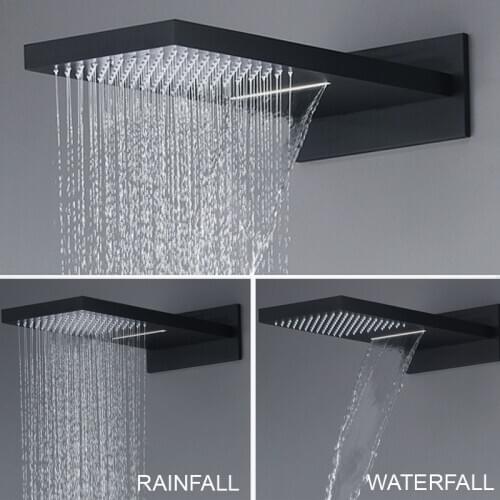 Hotel Black Shower head Wall mounted rain waterfall bathroom accessories 2020 new product
