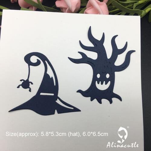 Die Cut Metal Cutting Halloween Tree Hat Spider Alinacraft Scrapbook Album Papercraft Handmade Card Stencil Art Cutter Punch Die