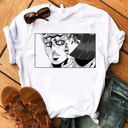 2021 Cool JoJo Bizarre Adventure Graphic Print Tee Shirt Japanese Anime Women Style Tshirt Casual Cartoon Top Female T-Shirt