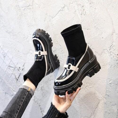 Winter Shoes Women Boots Round Toe Flats Black Leather Platform Boots for Women Snow Boots Women Winter 2020 Botas Mujer R14-50