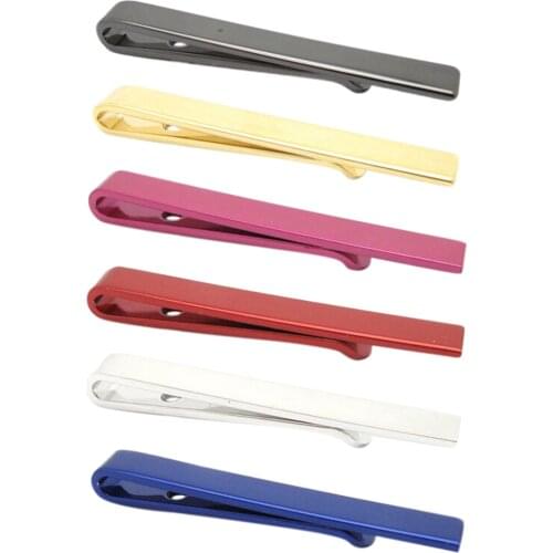 1 Pc 6 Colors 4 CM Mens Skinny Tie Clip Pins Short Men Metal Necktie Tie Bar Mens Chrome Clamp Stainless Steel Plain Tie Clip