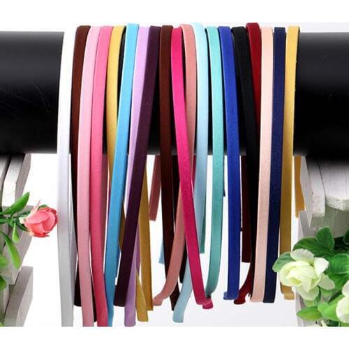 10Pcs Plain Solid 5MM Satin Fabric Covered Resin Hairbands Stainless Steel Headband Hair Bands Accessories for Adult Kids Gift
