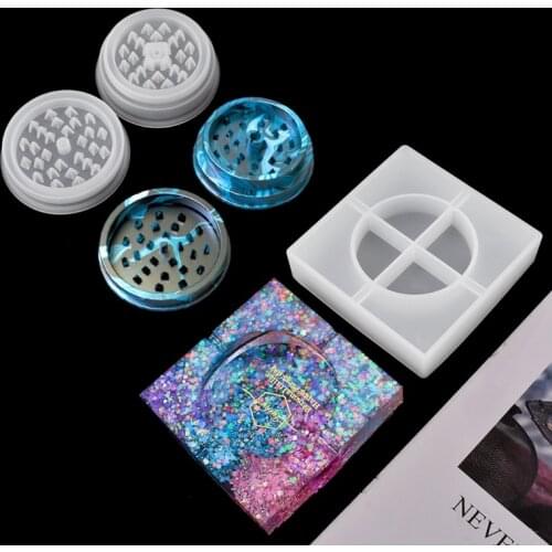 2Pcs Ashtray Mold Silicone with Herb Grinder Molds Kit Epoxy Resin Mold Crafts P9YF
