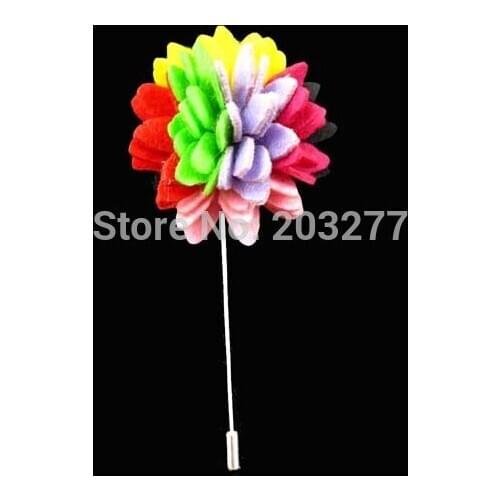 24PCS/LOT Felt Flower Lapel Pin Brooch Handmade Handmade Flower Brooch Pin for Men Fashion Wedding Boutonnie