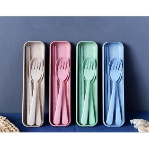 3pcs/set LONGMING HOME New Arrival Portable Tableware Creative Students Travel Dinnerware Sets LF 100