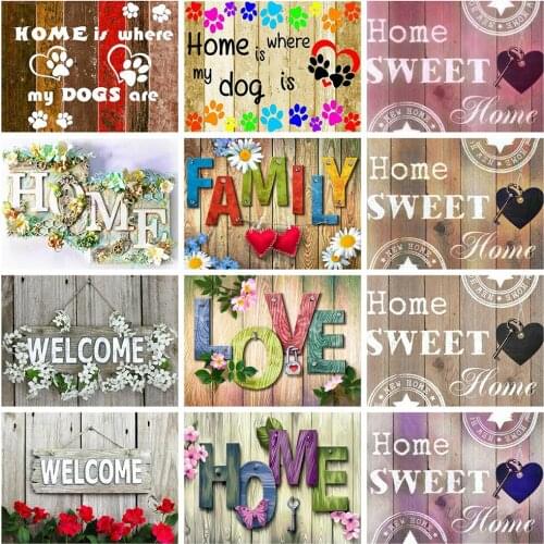 5D DIY Diamond Painting Kits Sweet Home Full Round With AB Drill Diamond Embroidery Text Handicraft Home Decor Kits