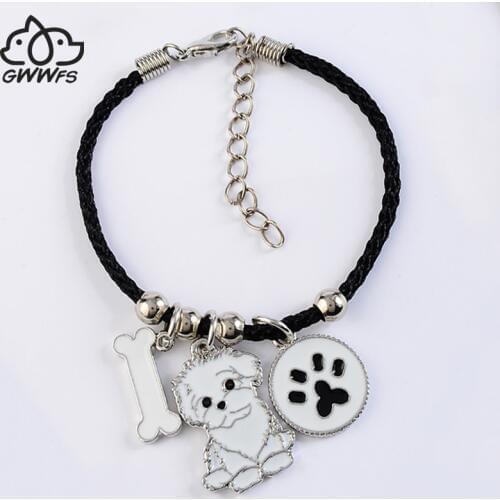 Shih Tzu charm bracelets amp bangles for women girls silver color alloy rope chain pet dog female bracelet bangle bijoux femme