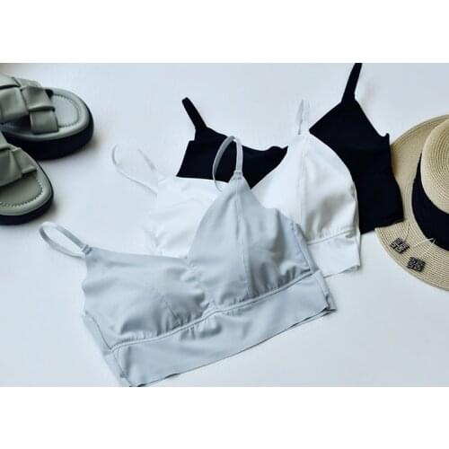 MICOCO A5088C Korean version simple and comfortable rimless and traceless underwear pure color vest type bra beauty back