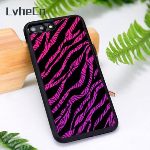 LvheCn Silicone Rubber Phone Case Cover for iPhone 6 6S 7 8 Plus X XS XR 11 12 Mini Pro Max Colorful Zebra print Pattern