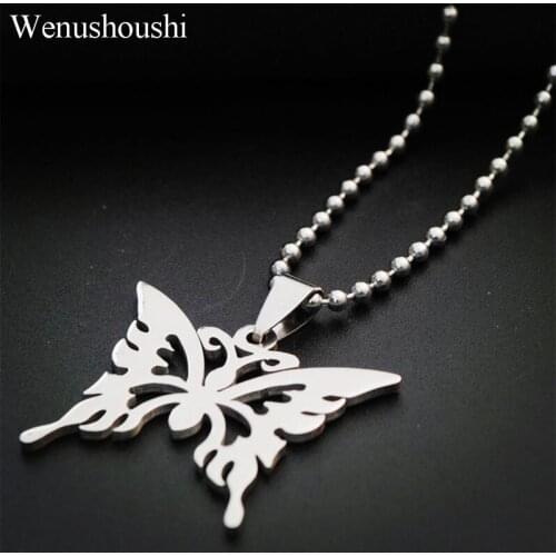 Color do not fade with bathing ) stainless steel butterfly necklaces for women trendy titanium insect necklaces men gift di132