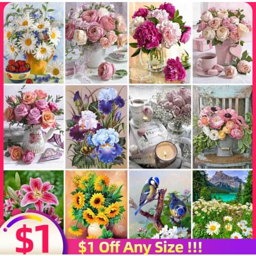 EverShine Diamond Painting With Square Rhinestones Flowers Diamond Mosaic Lily Cross Stitch Diamond Embroidery Bead Picture Kits