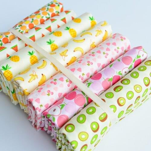 Fruit Cotton Printed Twill Fabric Watermelon Banana Pineapple Cherry Orange Peach Fabric for Sewing Clothes by the Half Meter
