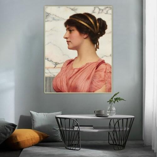 Canvas Oil Painting John William Godward"Roman Beauty"Western Art Decor Poster Wall Aesthetic Backdrop Home Interior Decoration