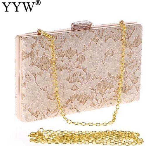 YYW Hollow Lace White Clutch Bag For Women 2019 Floral Pochette Mariage Sac Femme Ladies Evening Party Bags Purse Clutches Sac