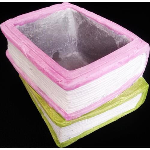 Book Pot Making Cement Mould for Home Garden Decoration DIY Creative 3D Concrete flowerpot Silicone Mold