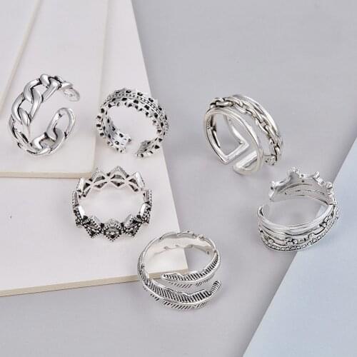 Silver Color Rings For Women Classic Round Vintage Ring Advanced Fine Fashion Female Jewelry Accessory Trend Finger Rings Gift