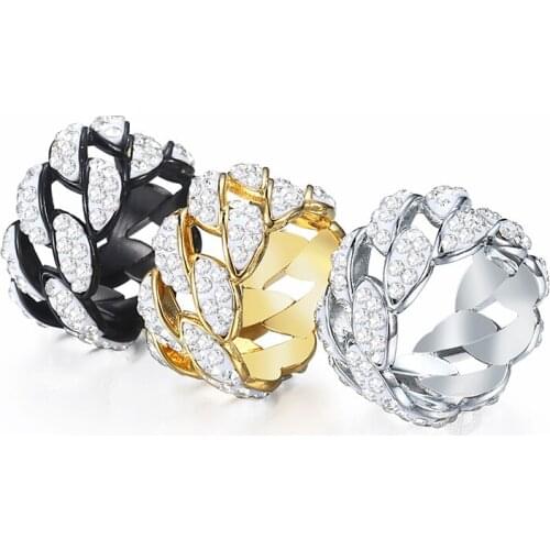 Davieslee 3 Color Ring for Men Iced Out CZ Mens Rings Dropshipping 2019 Wholesale Fashion Male Jewelry Gifts 13mm LGRM10