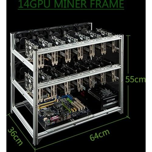 Bitcon Miner 14 GPU Frame Aluminum Mining Rig Open Air Case Stackable For Ethereum Mining Rig ETH BTC XMR Chassis Server Rack