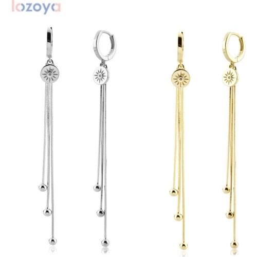 Lozoya 925 Sterling Silver Jewelry Clips Luxury Gold Long Chain Drop Earring Women Pendiente Piercing Luxury FineJewels