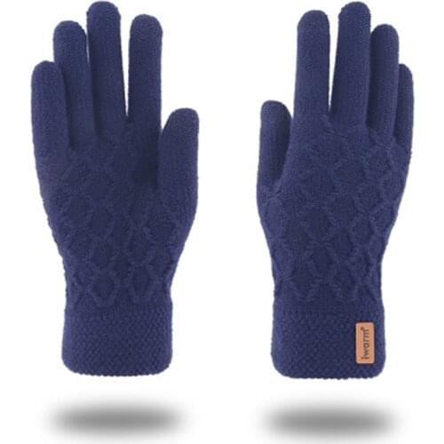 Fashion Twist Flower Velvet Wool Knit Cycling Warm Mittens Mens Winter Cashmere Thicken Elastic Touch Screen Driving Gloves H42