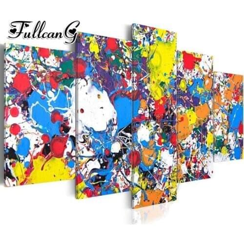 FULLCANG diy 5 pieces diamond painting watercolor abstract landscape full square/round drill 5d mosaic embroidery kit FC851