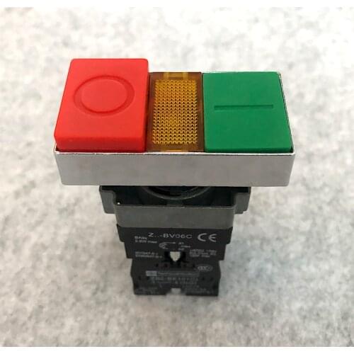 1Pc XB2-BW8465 DC12V , DC24V , AC110V , AC220V Double Square Illuminated Pushbutton Switchs Push Button Switch With Lamp Light