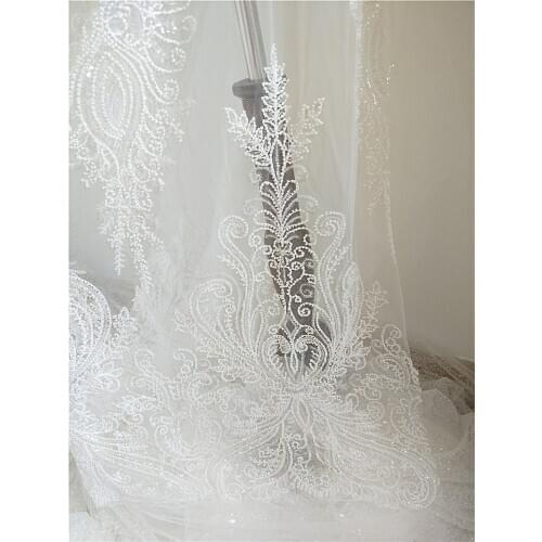 New Nigeria beaded embroidery fabric lace for wedding dress