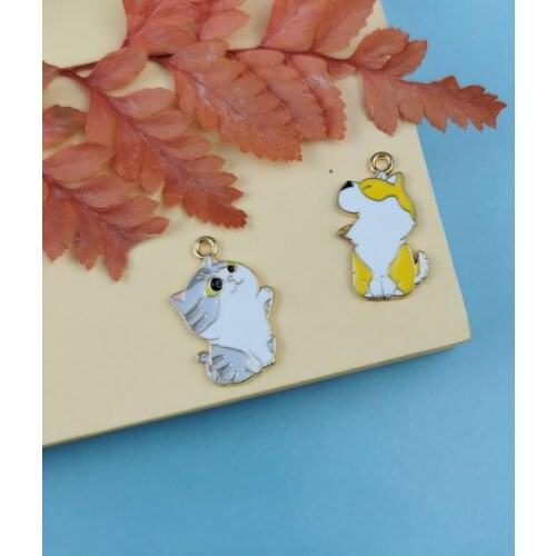 JeQue 10pcs Alloy Enamel Cute Cat Dog Charm Jewelry Accessories Earring Pendant Bracelet Necklace Charms Zinc Alloy Diy Findings