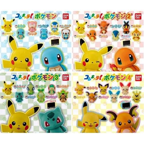 Bandai Genuine Gashapon Toys Pokemon Pikachu Piplup Totodile Slowpoke Cyndaquil Chimchar Tepig Turtwig Action Figure Model Toys