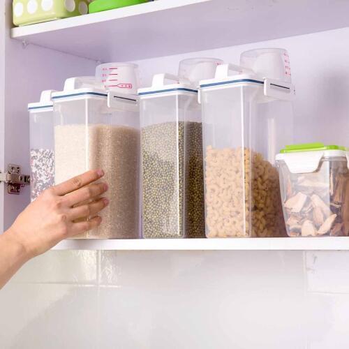 Plastic Sealed Cans Kitchen Storage Box Transparent Food Canister Keep Fresh New Clear Container