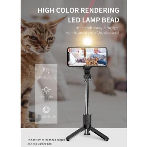 Portable LED Fill Light Tripod Selfie Stick With Bluetooth-compatible Shutter Wireless Remote Telescopic Stick For SmartPhone