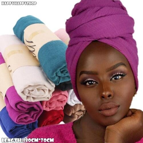 Summer Thin Plain Hijab Turbans African Bandanas Headband Muslim Headwear Long Scarf Wrap Hair Loss HeadScarf For Women Femme