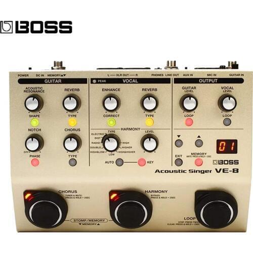 BOSS VE-8 Acoustic Singer Guitar Vocal Processor with 48V Phantom Power Bundle