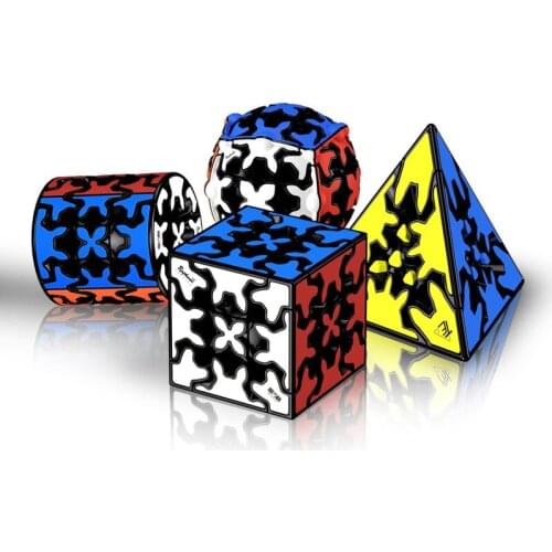 QIYI 3x3x3 Gear Magic Cube Profession Smooth Speed Cube Cylinder Ball Color Stickers Gear Puzzle Cube For Kids Education Toys