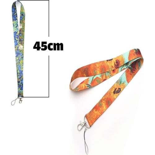 R60 2pcs/lot Van Gogh Series Mobile Phone Sling Sunflower Lanyard For Key ID Card sling, Suitable For Huawei USB Sling