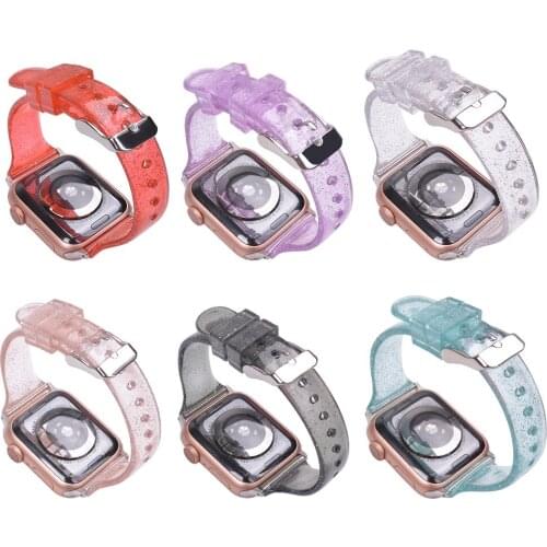 Women Bling Strap For iwatch band SE 40mm 44mm belt For Apple Watch band 42mm series 6 5 4 3 2 1 transparant Silicone Bracelet