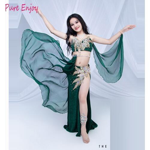 Luxury Belly Dance Costumes For Kids /Children /Girls Belly Dance Bra+Skirt Clothes Clothes For Stage Performance