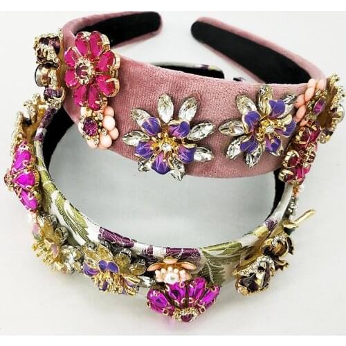 Pink Crystal Headband Rhinestones for Hair Princess Tiara Bridal Hair Accessories Headbands for women womens accessories