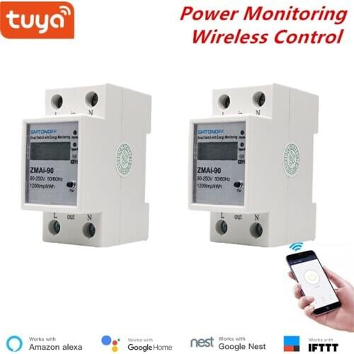 Wifi Energy Meter ,Smartphone Remote control Single Phase Din Rail Power Consumption Kwh Meter ,Works With Alexa And Google Home