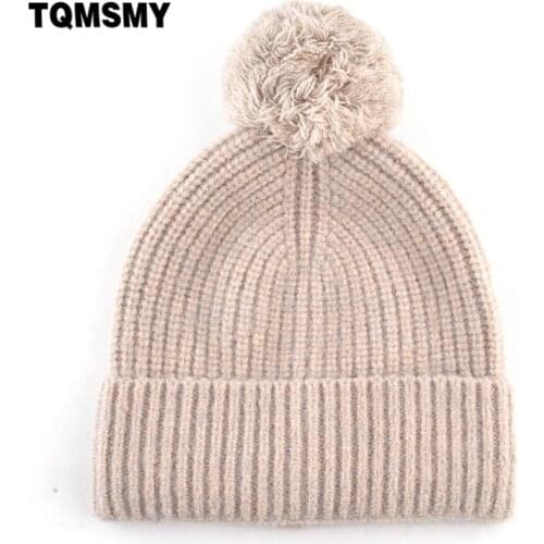 TQMSMY New Fashion PomPom Beanies Women Knitted Wool Solid Color Hats With pompom Ball Winter Warm Ski Hat Ladies Gorras TME93